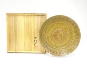 萩焼　大眉窯造　萩釉　絵皿